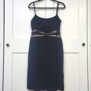 BCBGMAXAZRIA Elegant Black Dress with Lace Detail, large